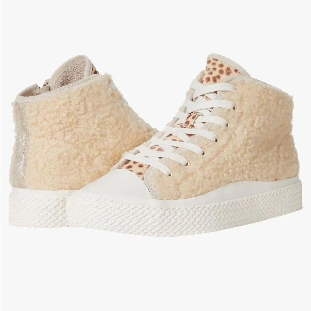 Revolve Dolce Vita Veola Plush Teddy Bear Shearling Leather Calf Hair Sneaker